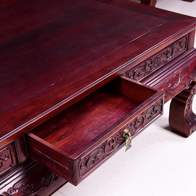 龙瑞传世 吉迪盆老挝大红酸枝11件套沙发中的东方艺术神韵